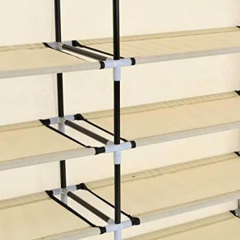vidaXL Mueble zapatero con funda de tela color crema 115x28x110 cm