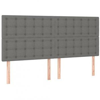 Cabecero con luces LED tela gris oscuro 200x5x118/128 cm Vidaxl