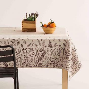 Mantel Lino Antimanchas Estampado Blossom Lapiz 140x140 cm