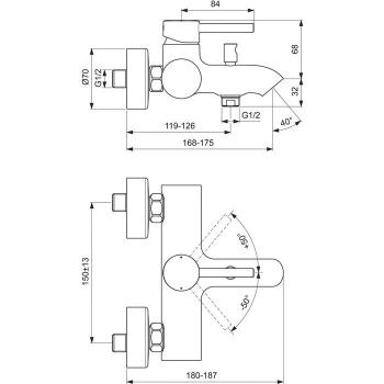 Grifo Monomando Ducha Exterior Ideal Standard Ceraline BC200AA Cromado