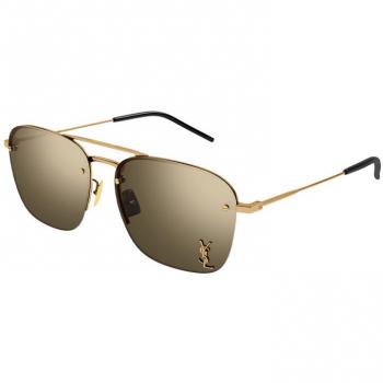 Saint Laurent SL 309 M Caravan Style Sunglasses with Mirrored Lenses, Brown unisex, Size: 57 MM