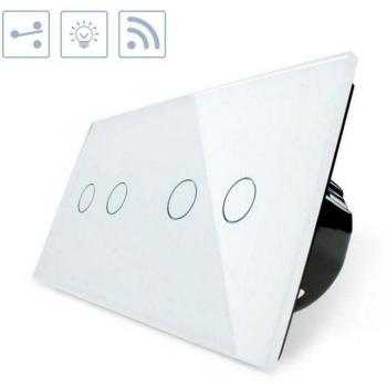 Conmutador táctil + remoto 4 botones frontal blanco LEDBOX
