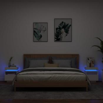 vidaXL Bedside Cabinets with LED Lights 2 pcs White 40x39x48.5 cm