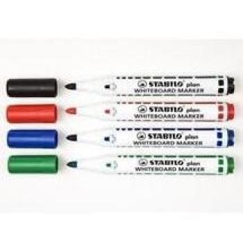 Estuche de 4 Rotuladores STABILO PLAN - Set de Marcadores con Punta Redonda en Colores Negro, Azul, Verde y Rojo