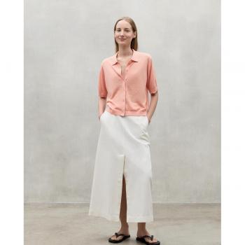 Jersey de mujer Ecoalf Juniper Coral con cierre de botones y cuello camisa, Casual, Lino, Manga corta