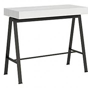 Consola Extensible 90x40/196 cm Pequeña Premium Estructura de Fresno Blanco y Antracita