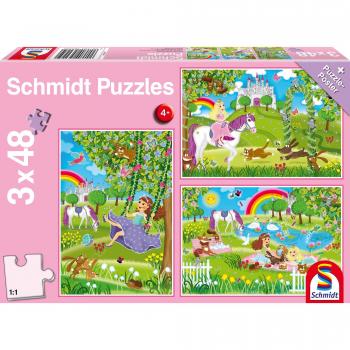 Princess Garden Puzzle Set - 3 x 48 Pieces with Poster