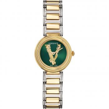 Versace V-Virtus Mini Green-Gold Watch, Yellow female, Size: ONE SIZE