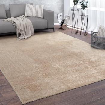 Alfombra Comedor Pelo Corto Lavable Lisa Diseño Beige 200x280 cm
