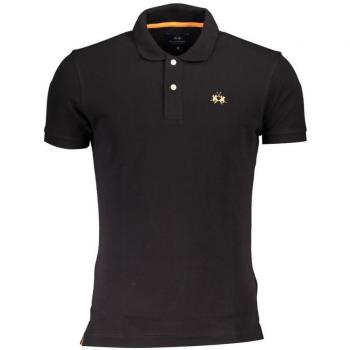 La Martina Slim Fit Contrast Detail Polo - 4XL, Polo Shirts, male, Black, Size: 4XL Embroidered Contrast Polo Shirt