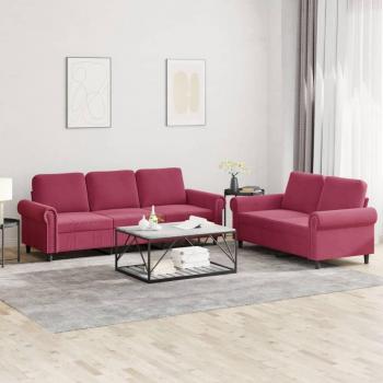 Juego de sofás con cojines 2 piezas terciopelo rojo tinto vidaXL