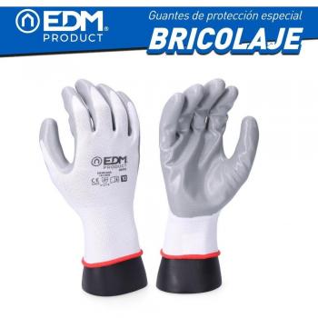 Guante de Bricolaje Poliéster Recubierto de Nitrilo Talla 7 Edm 8425998801026 80102 EDM