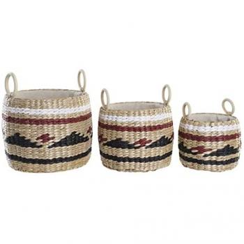 Juego de Cestas de Fibra Natural Beige (30 x 30 x 25 cm)
