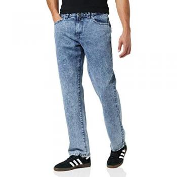 Urban Classics Men's Loose Fit Denim Jeans Light Sky Blue Acid Wash 31/34
