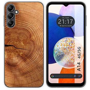 Funda de Silicona para Samsung Galaxy A14 4G / 5G con Diseño de Madera 04 y Dibujos
