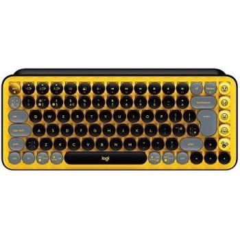 Teclado Mecánico Inalámbrico Logitech POP Keys con Teclas Emoji Personalizables, Diseño Compacto, Conectividad Bluetooth-USB, Color Amarillo Blast