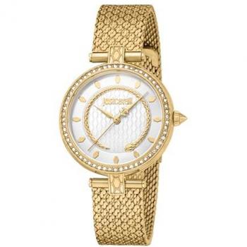 Just Cavalli Glam Chic Analog Women's Watch - JC1L240M0025, Yellow Gold Strap, Silver Grey Dial