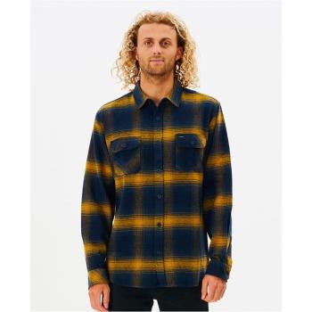 Camisa de Manga Larga Hombre Rip Curl Count Amarillo Azul Franela