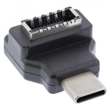 Adaptador Interno USB Tipo C 3.2 con Conector USB-C a Puerto Frontales USB-E, Compatible con Datos y Video, Color Negro