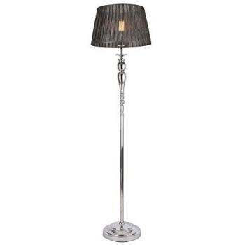 Lámpara de pie Lingen 151 cm - Metal y Tela - E27 - Gris y Cromo
