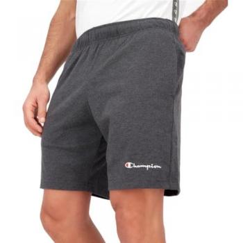 Bermudas Champion Legacy Authentic Logo bordado gris oscuro, Pantalón corto de hombre, tamaño S, diseño de mezcla gris melange oscuro