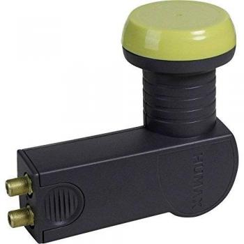 Convertidor LNB Twin Humax 122-B, 40 mm, terminales chapados en oro, para 2 usuarios, color antracita y amarillo