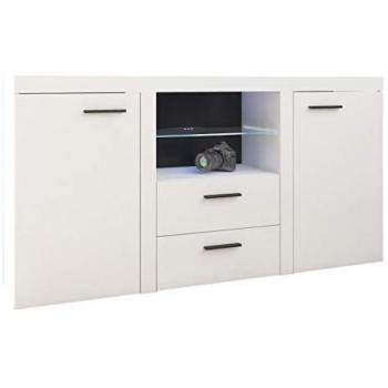 Cómoda Tucson 104, Blanco, con 2 Cajones y Puertas, Dimensiones: 157x82x40cm