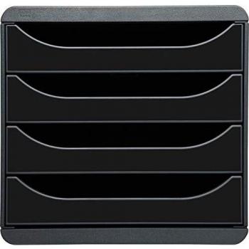 Módulo individual BIG-BOX Exacompta 3104214D - Cajonera para documentos A4 con 4 cajones, dimensiones 347x278x267 mm, color negro brillante