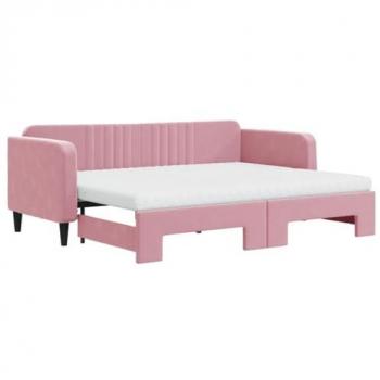 Sofá cama nido con colchón terciopelo rosa 80x200 cm