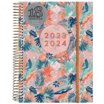 Agenda Finocam Girl 18 meses E10 155x212mm 2023-2024 Multilingüe 2 Días por Página Espiral