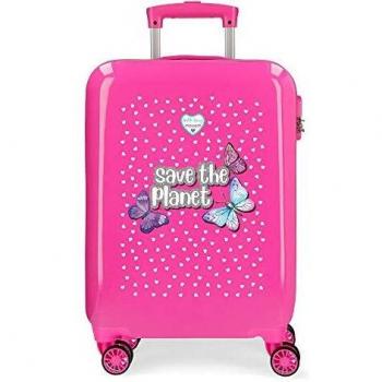 Enso Save The Planet Maleta de Cabina Rosa 38x55x20 cms Rígida ABS Cierre combinación 34L 2,6Kgs 4 Ruedas Dobles Equipaje de Mano