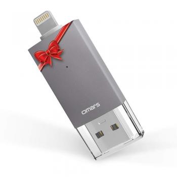 Memoria USB 3.0 OMARS® [Certificado por Apple MFI] Irisation 32 GB Pendrive Memoria Externa Para iPhone iPad MacBook Computadoras Laptops Flash Drive Con Lightning Conector