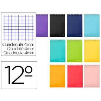 Cuaderno Espiral Liderpapel Bolsillo Doceavo Apaisado Witty Tapa Dura 80H 75gr Cuadro 4 mm