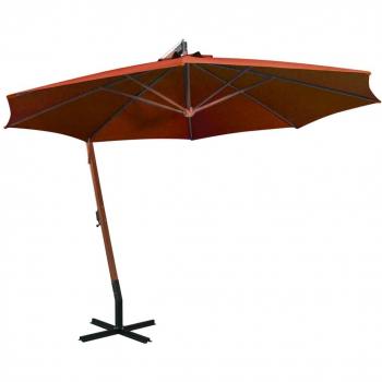 Sombrilla colgante de madera de abeto terracota 3,5x2,9 m