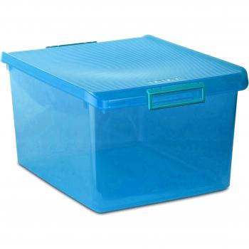 Tatay Caja Almacenaje Multiusos con Tapa, 35 L de Capacidad, Con Asas, de Polipropileno, Libre de BPA, Azul Turquesa, Medidas 38 x 48 x 26 cm