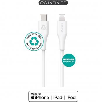 Cable USB-C a Lightning Infinito Super Suave 1m 100% Plástico Reciclado Blanco