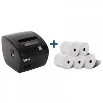 iggual Kit Impresora Térmica TP7001 Monocromo + 5 Rollos