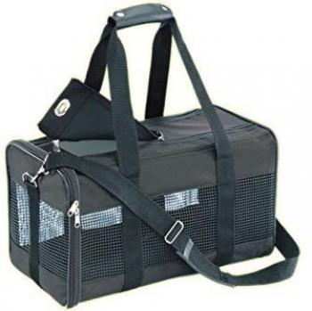 Transportín de nylon para perros Nobby, 55x30x30 cm, hasta 8 kg, color negro