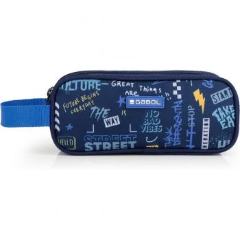 Estuche triple Gabol SKULL azul y resistente al agua