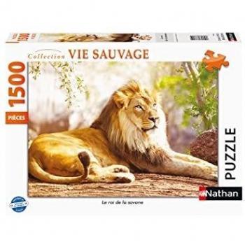 Puzzles Nathan- Puzzle de 1500 Piezas – El Rey de la Sabana Adulto, Multicolor (Ravensburger 4005556878154