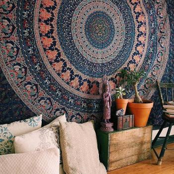 Craftozone Tapiz Regalo tapices Hippie Camello Mandala Bohemio psicodélico intrincado Indio Colgante de Pared Ropa de Cama Colcha