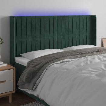 Cabecero con LED de terciopelo verde oscuro 163x16x118/128 cm Vidaxl