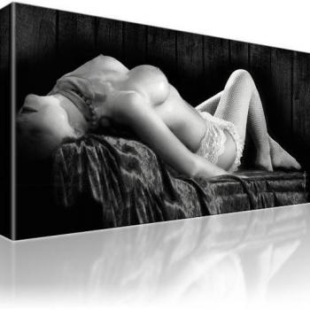 Lienzo erótico, madera, blanco y negro, 1-Teilig: 80x45 cm