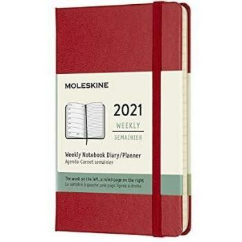Agenda Moleskine 2021 Semanal Piel Escarlata Tapa Dura 12 Meses