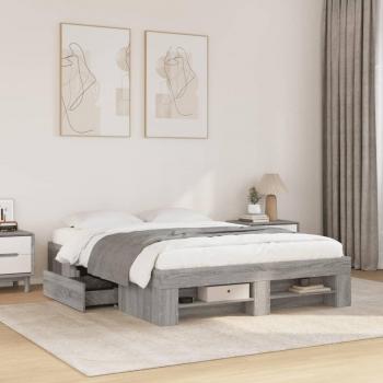 Estructura de cama de madera de ingeniería gris Sonoma 120x190 cm Vidaxl