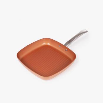 Sartén de aluminio con mango de acero inoxidable Copper Grill 28 x 28 x 3 cm