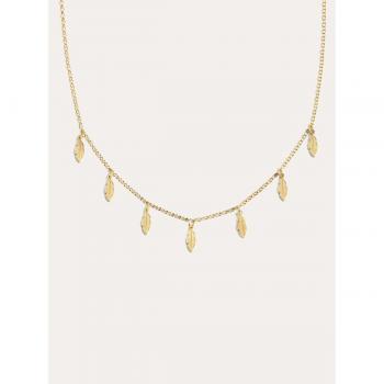 Collar Singularu Mini Leaves - Elegante Colgante de Hojas en Latón con Baño de Oro de 18 Kt