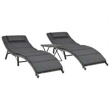 vidaXL 5X Tumbonas Plegables Jardín Ratán Sintético Grises Mobiliario Terraza