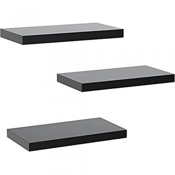 STOREMIC Estanteria Pared, Baldas Pared Negra 38cm de 3 Niveles, Estante Decorativo fácil de Instalar, Ideal para Dormitorio, Baño, Oficina en casa, Sala de Estar
