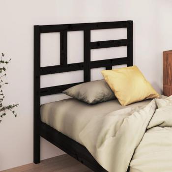 Cabecero de cama negro 96x4x104 cm madera maciza de pino